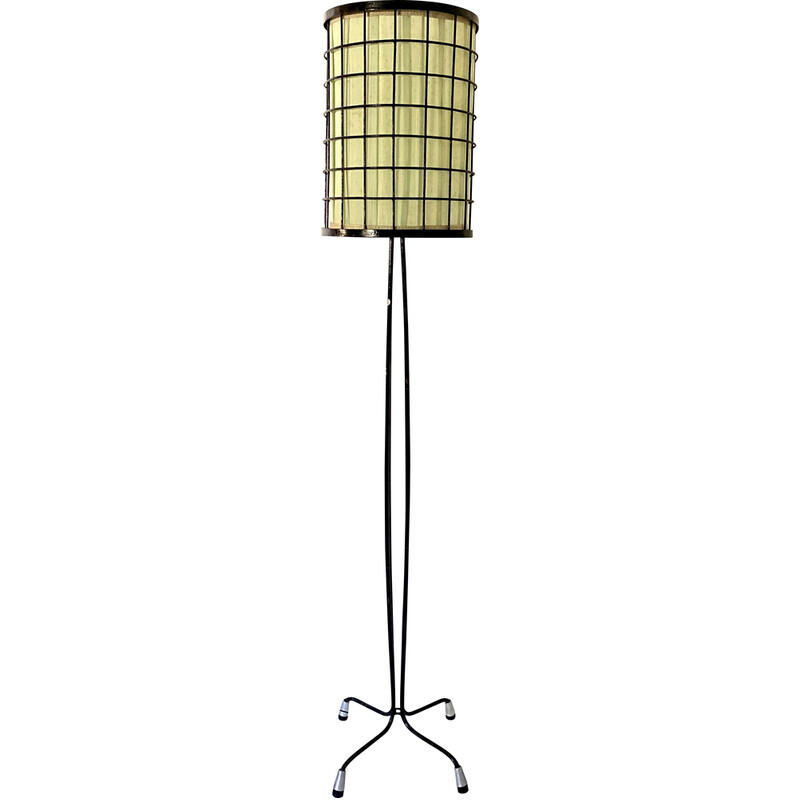 Vintage metal cage floor lamp, 1950s