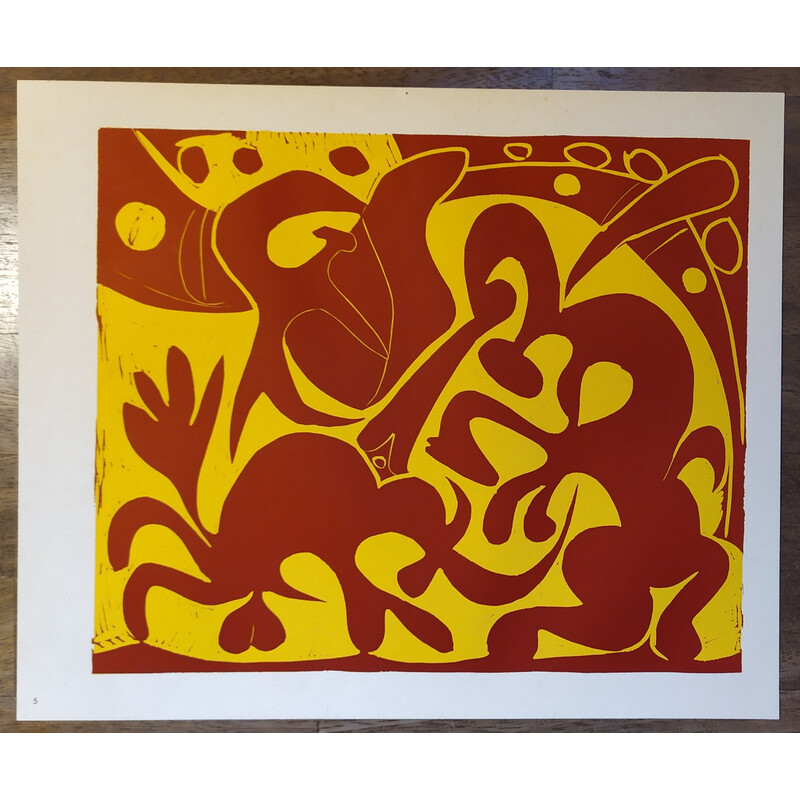 Linolschnitt "Picador - Stier mit Matador" von Pablo Picasso, 1962