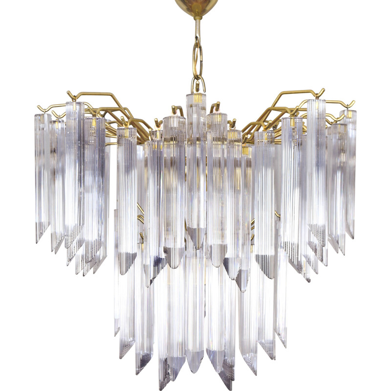 Mid century Italian Triedri Murano glass chandelier