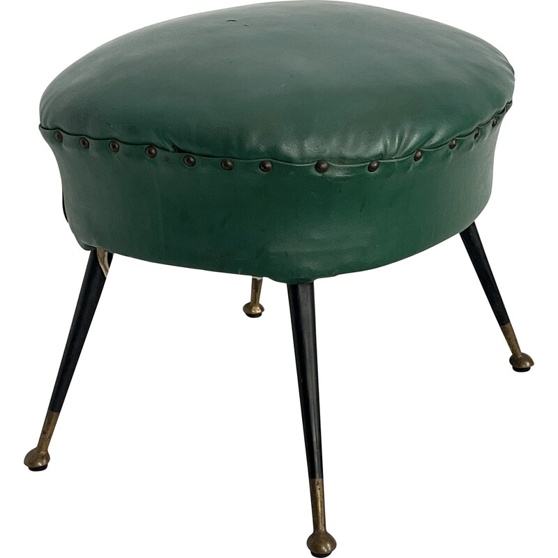 Vintage pouffe italiana em pele, 1950