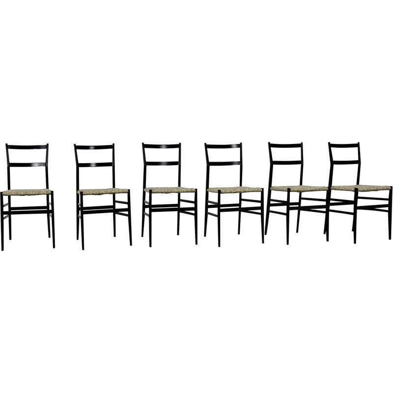 Set di 6 sedie vintage Superleggera di Gio Ponti per Cassina, 1950