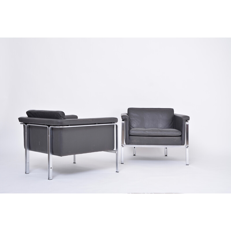 Ein Paar Vintage-Sessel aus dunkelgrauem Leder von Horst Brüning für Kill International, 1967