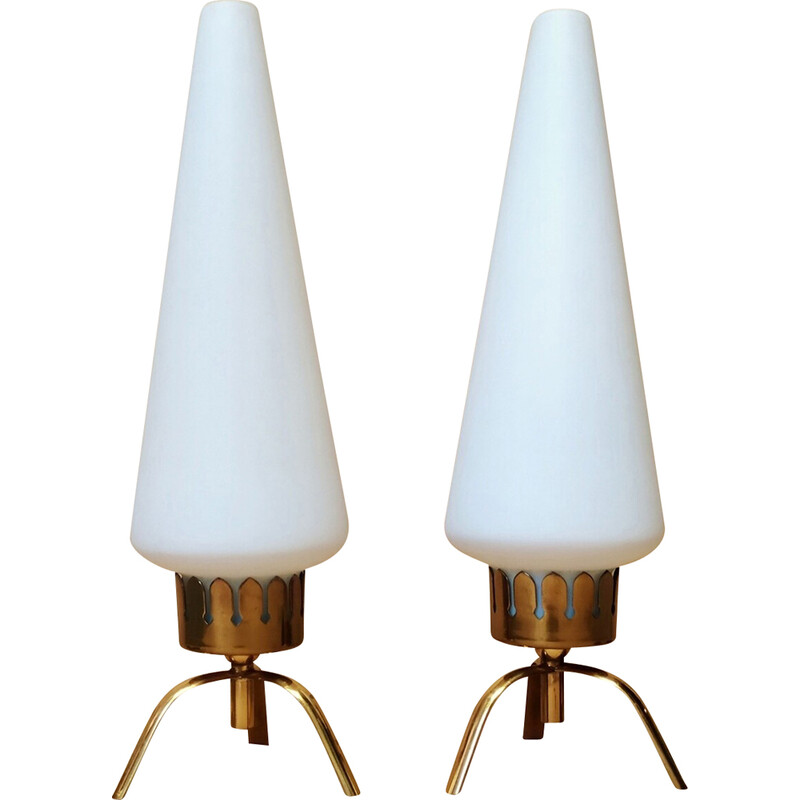 Pair of vintage Arredoluce table lamps by Angelo Lelii, 1950s