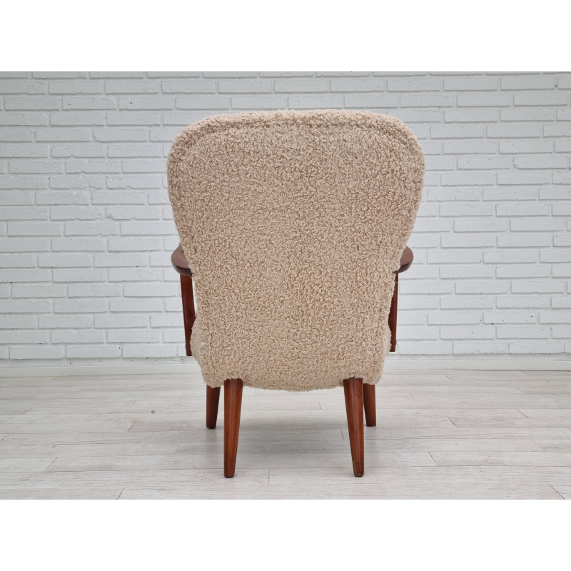 Deense vintage fauteuil in stof en beukenhout, 1950