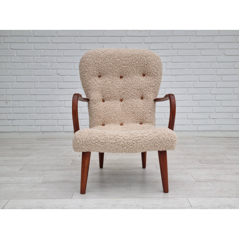 Dänischer Vintage-Sessel aus Stoff und Buchenholz, 1950