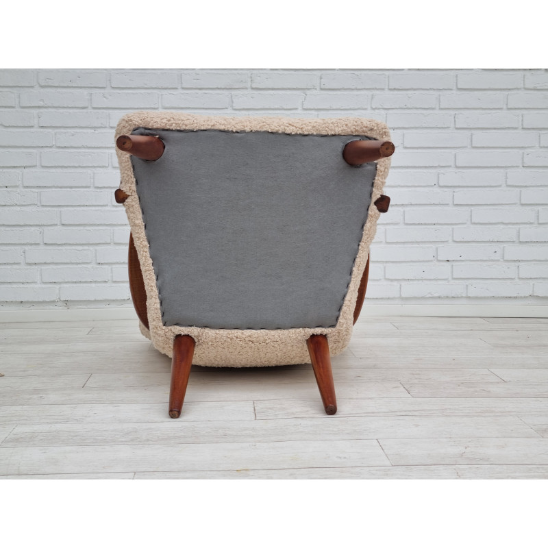 Deense vintage fauteuil in stof en beukenhout, 1950