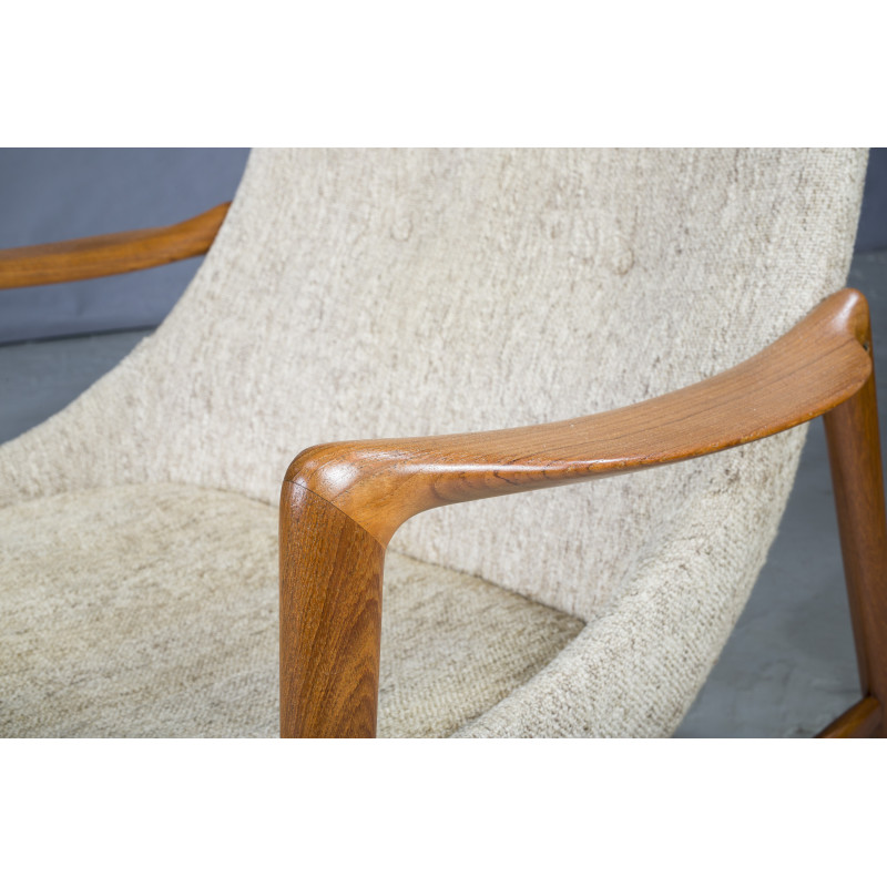 Pair of vintage teak armchairs with upholstery by Adolf Relling for Dokka