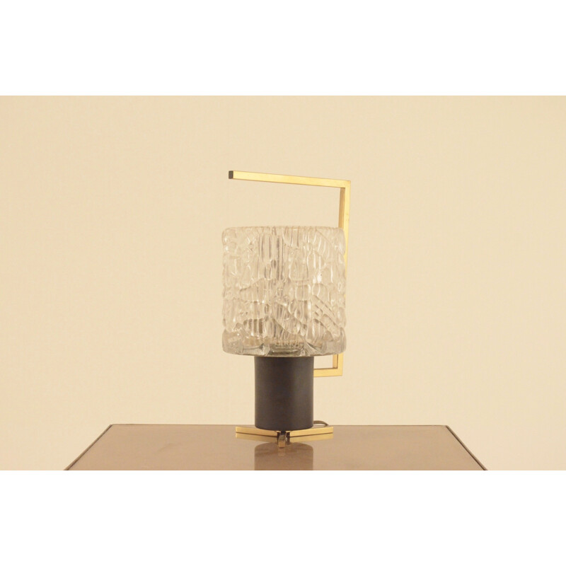 Mid-century small table lamp in metal brass and glass - 1950s