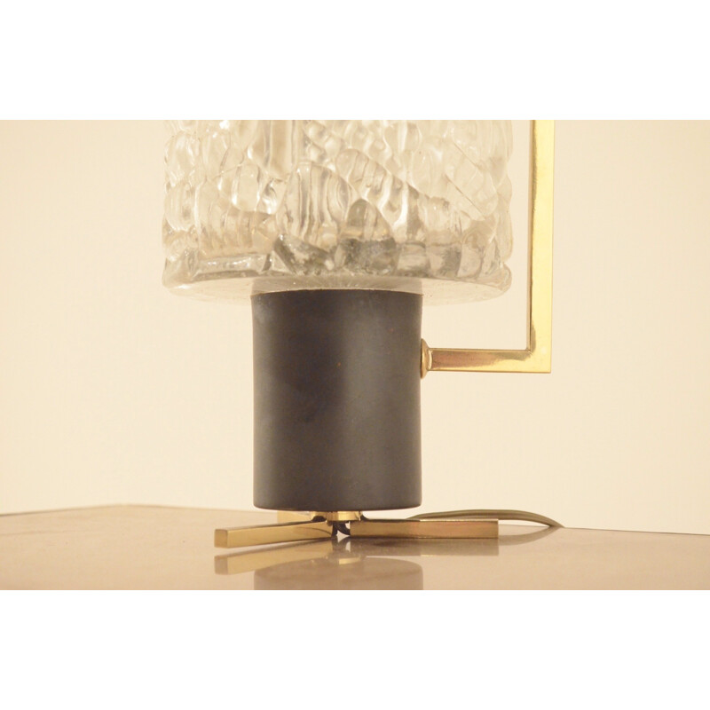 Mid-century small table lamp in metal brass and glass - 1950s