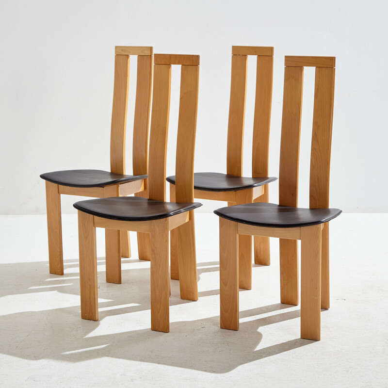 Set of 4 vintage beechwood dining chairs by Pietro Costantini for Ello, 1970s