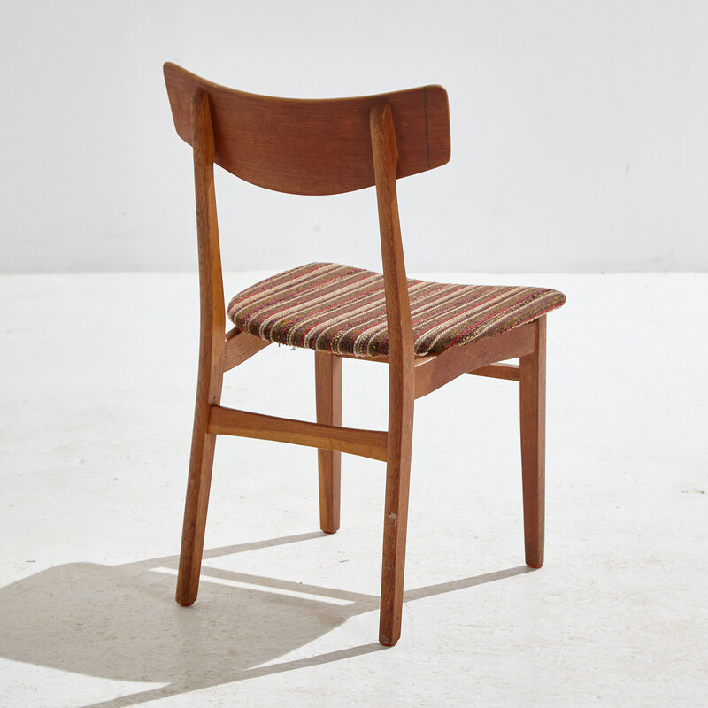 Vintage teak dining chair with textile upholstery, 1960s