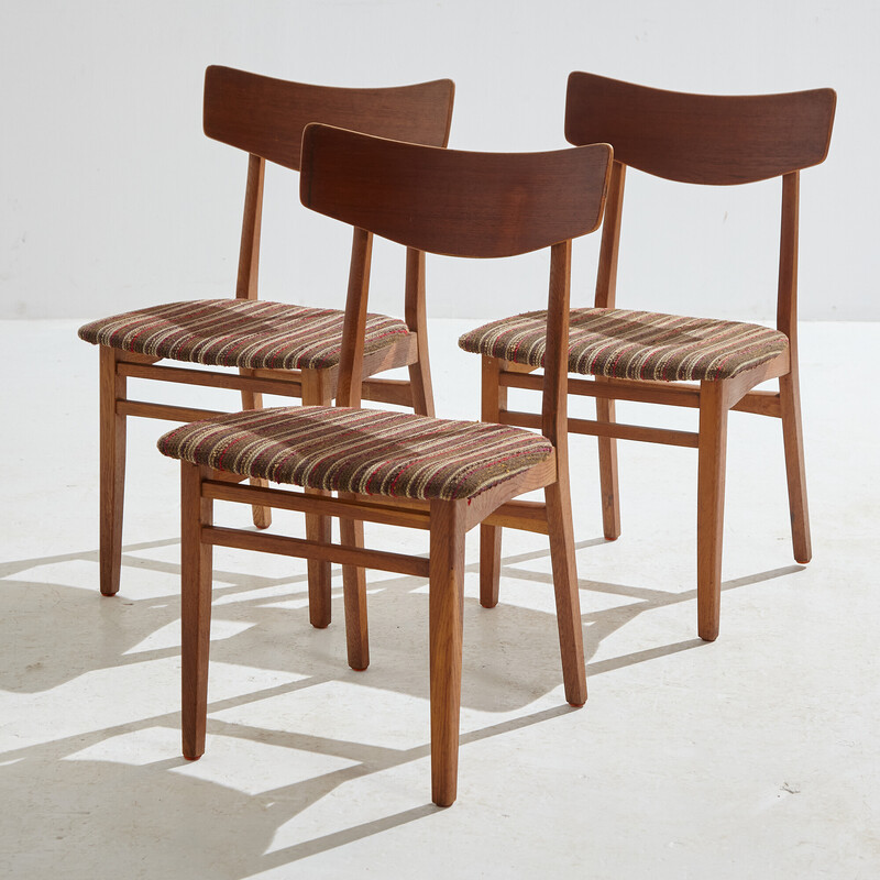 Vintage teak dining chair with textile upholstery, 1960s