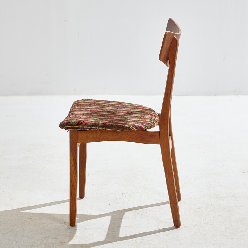 Vintage teak dining chair with textile upholstery, 1960s