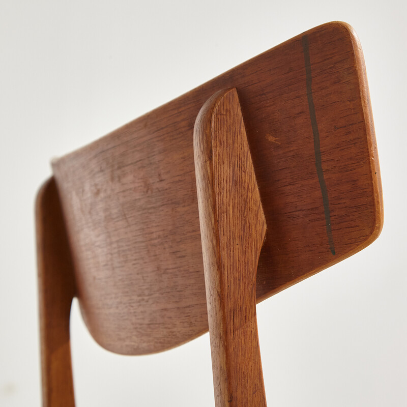 Sedia vintage in teak con rivestimento in tessuto, 1960