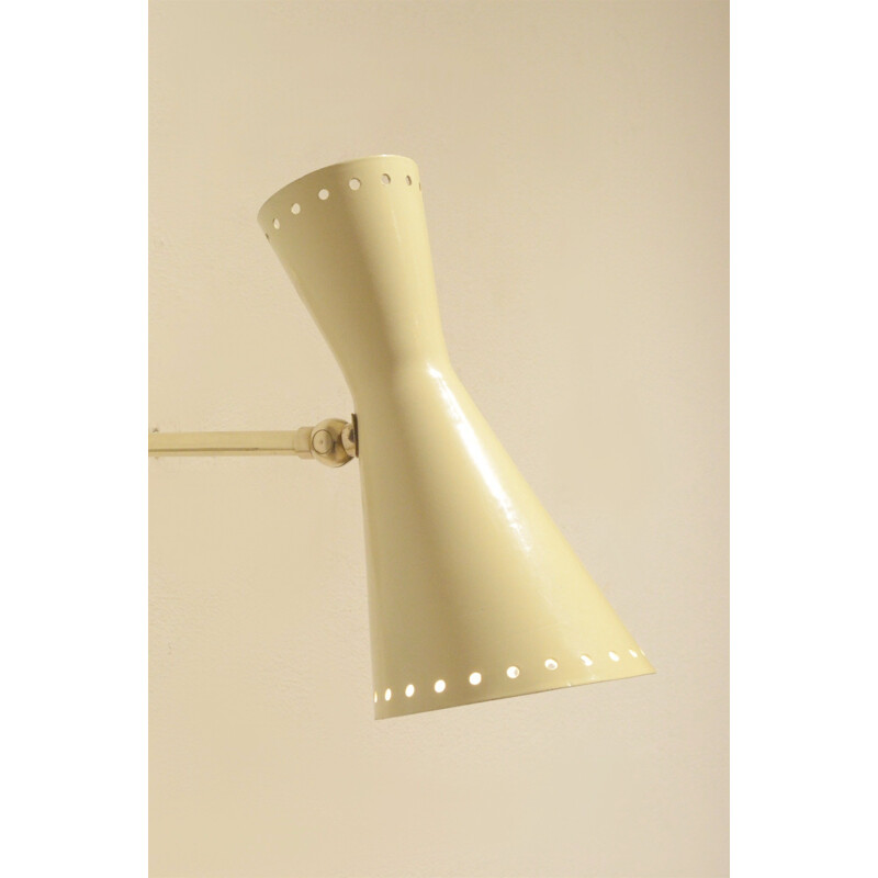 Brass wall light with painted metal diabolo lampshade - 1950s