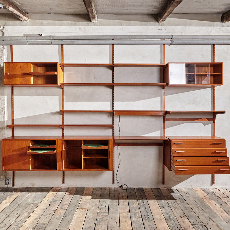 Vintage teak shelving system by Kai Kristiansen for Fm Møbler, 1960s