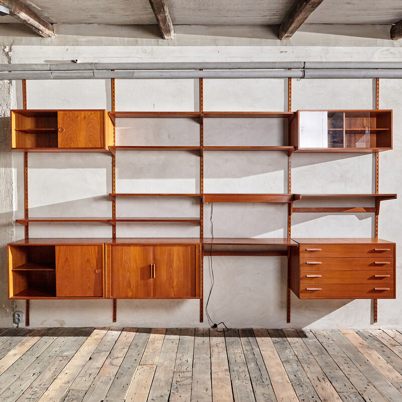 Vintage teak shelving system by Kai Kristiansen for Fm Møbler, 1960s