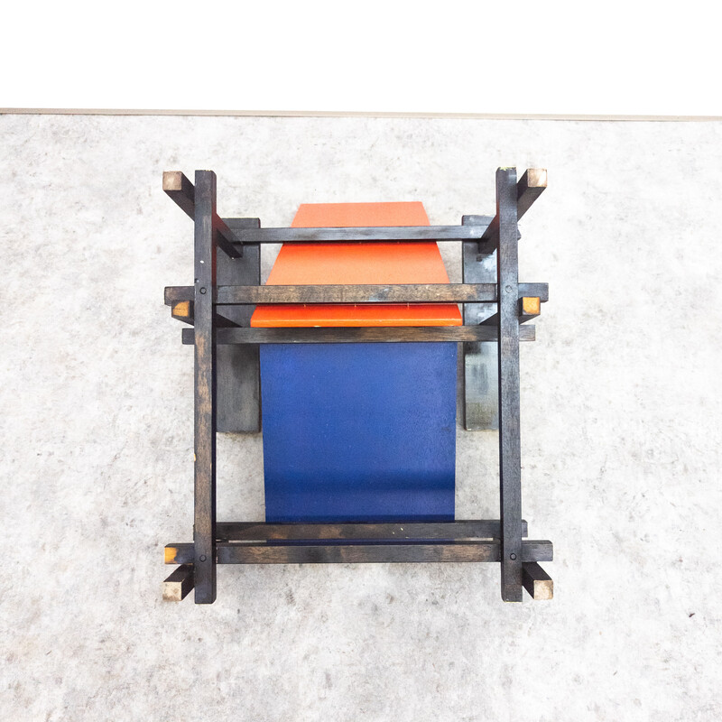 Vintage red and blue armchair by Gerrit Rietveld, 1970s