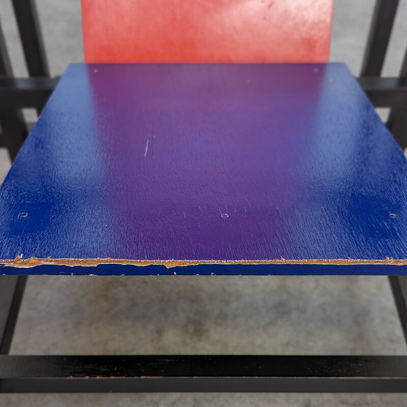 Vintage rode en blauwe fauteuil van Gerrit Rietveld, 1970