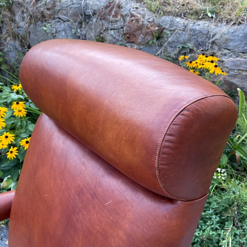 Vintage high back Washington leather armchair, USA 1988