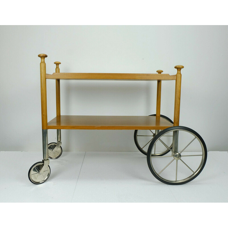 Mid century serving trolley in walnut and metal by Wilhelm Renz, 1960s