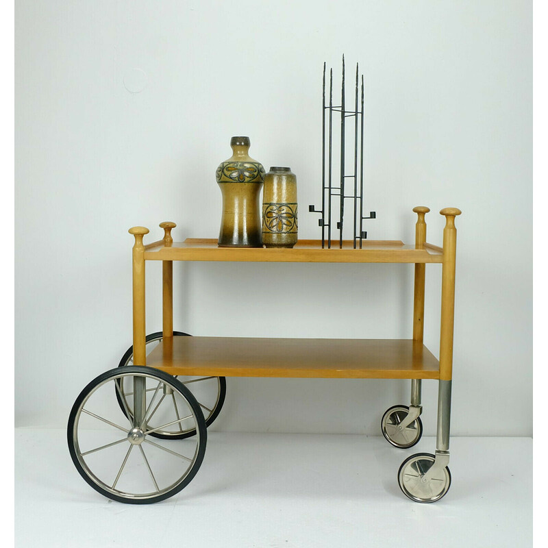 Mid century serving trolley in walnut and metal by Wilhelm Renz, 1960s