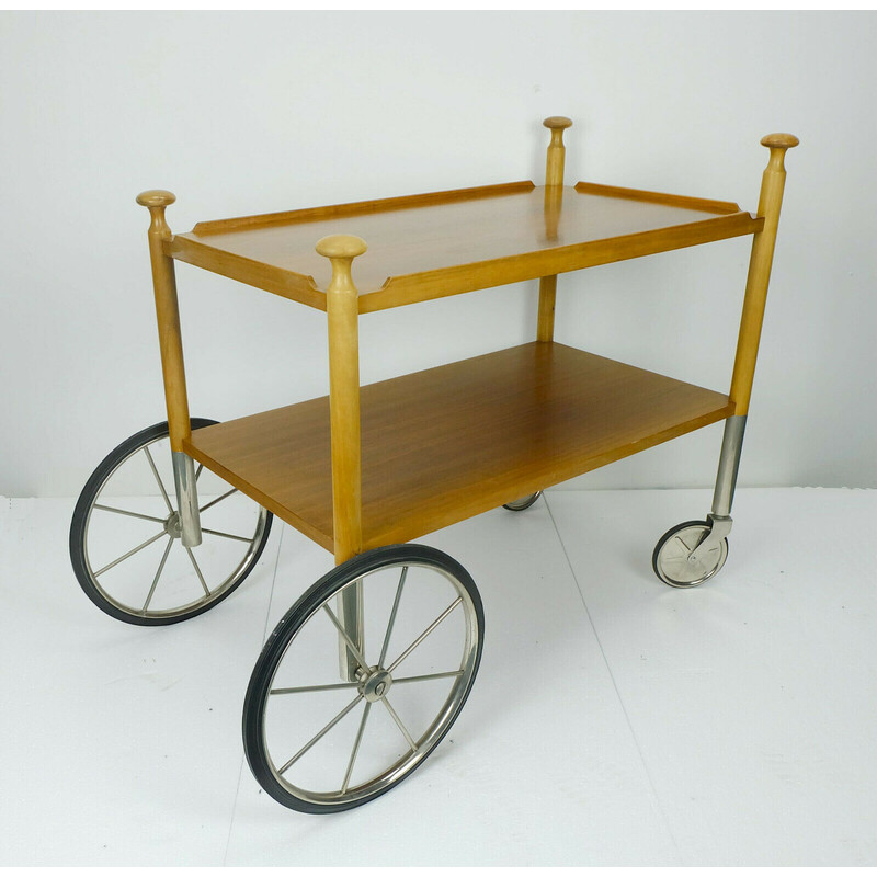 Mid century serving trolley in walnut and metal by Wilhelm Renz, 1960s