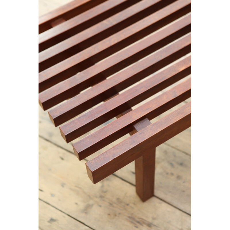 Simple Dutch bench in brown teak - 1960s