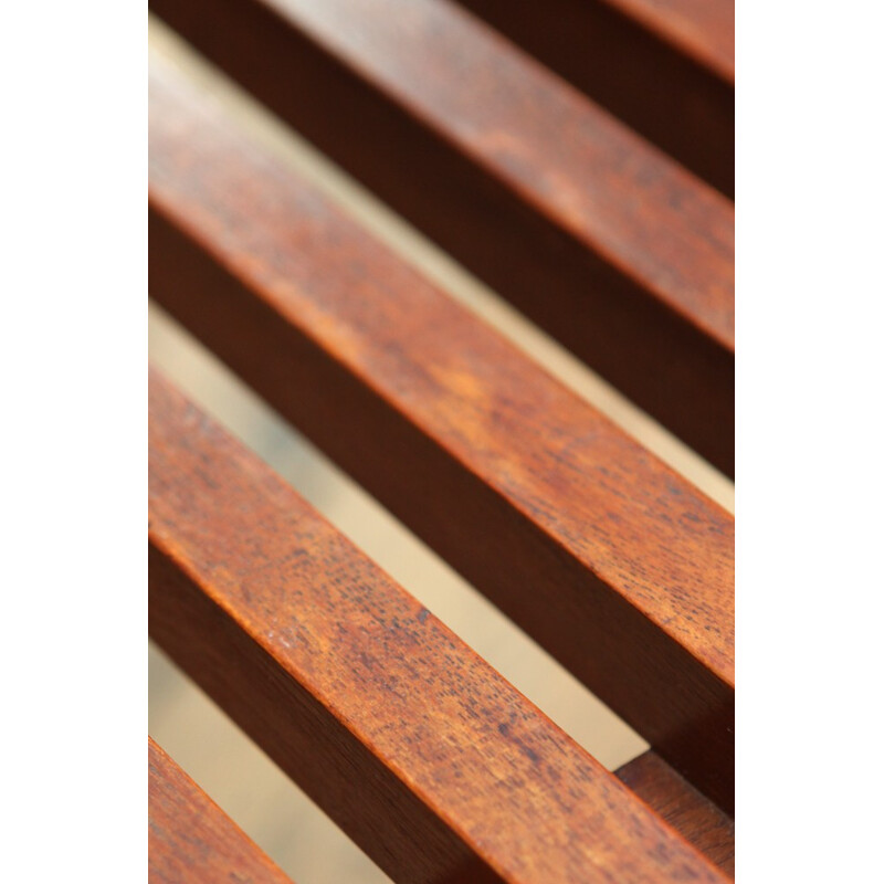 Simple Dutch bench in brown teak - 1960s