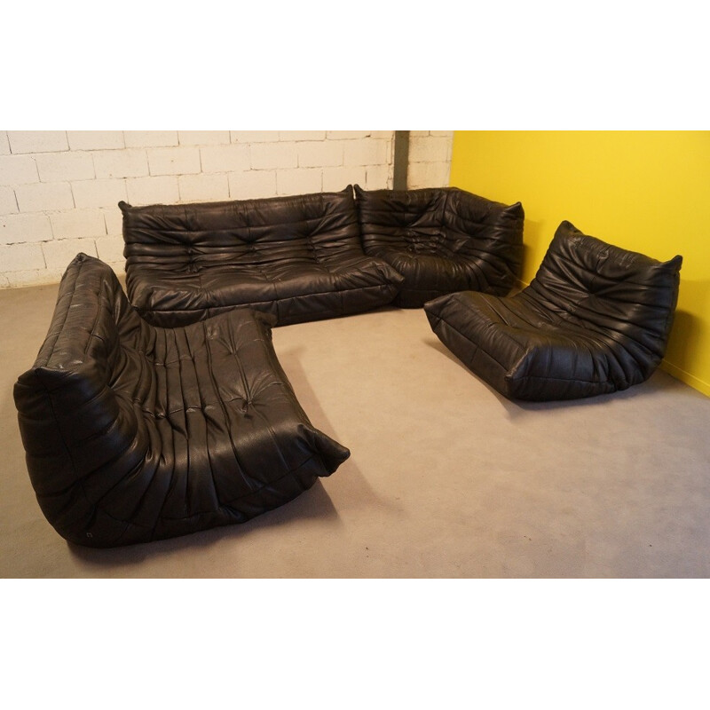 Ligne Roset set of "Togo" sofa in leather, Michel DUCAROY - 1970s