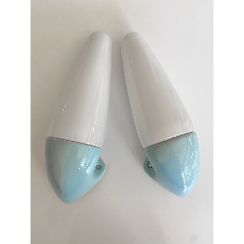 Pair of vintage porcelain wall lamps by Stig Carlsson for ifö, Sweden 1950s