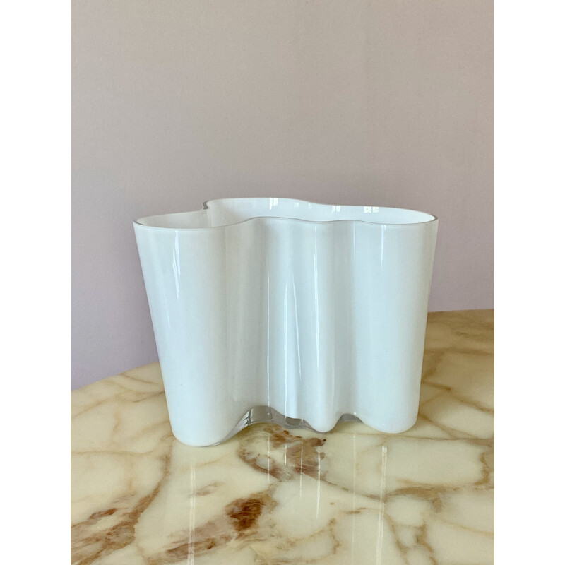 Vintage branco 3030 Savoy vase de Alvar Aalto para Iittala, Finlândia