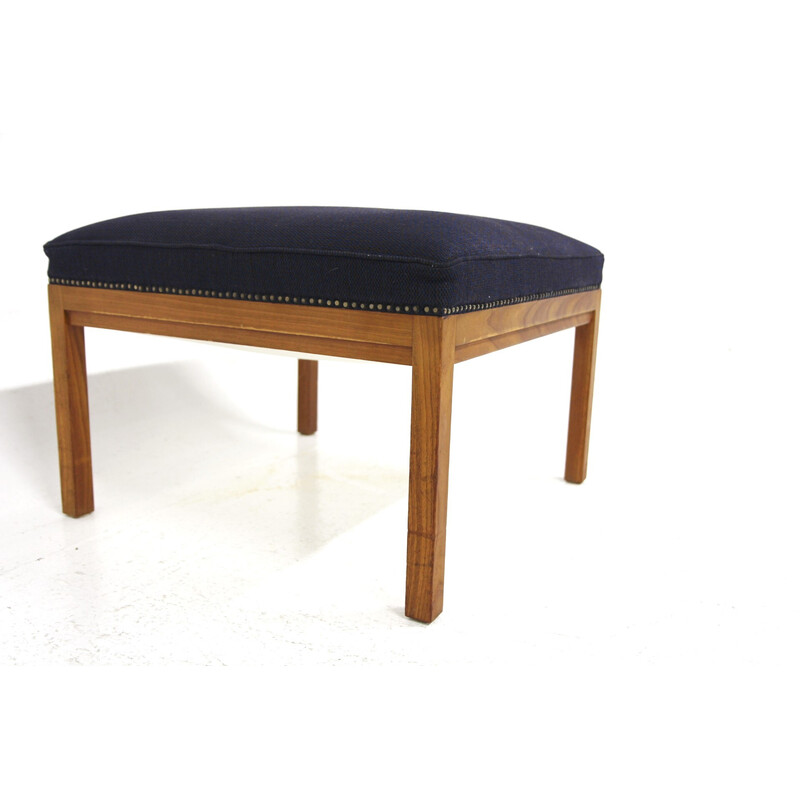 Vintage teak and fabric ottoman, Sweden 1960s