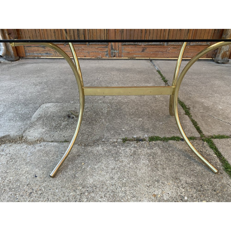 Vintage brass and glass dining table, Italy 1970s