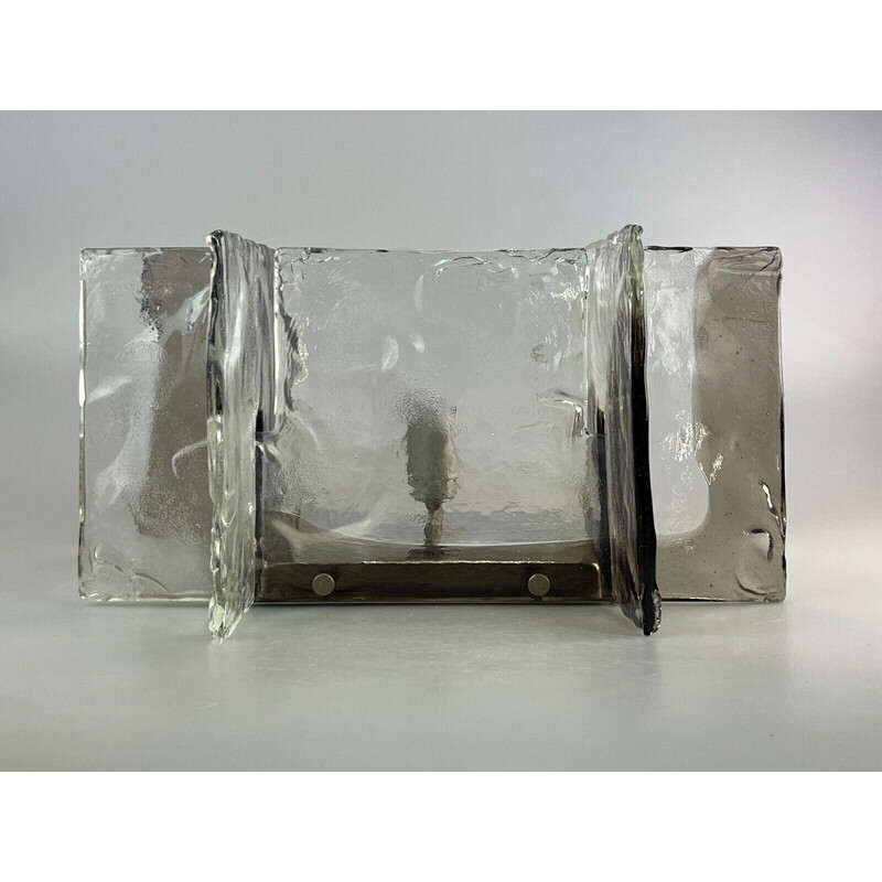 Lampada da parete vintage in vetro ghiaccio di Carlo Nason per Mazzega, Italia 1960-1970
