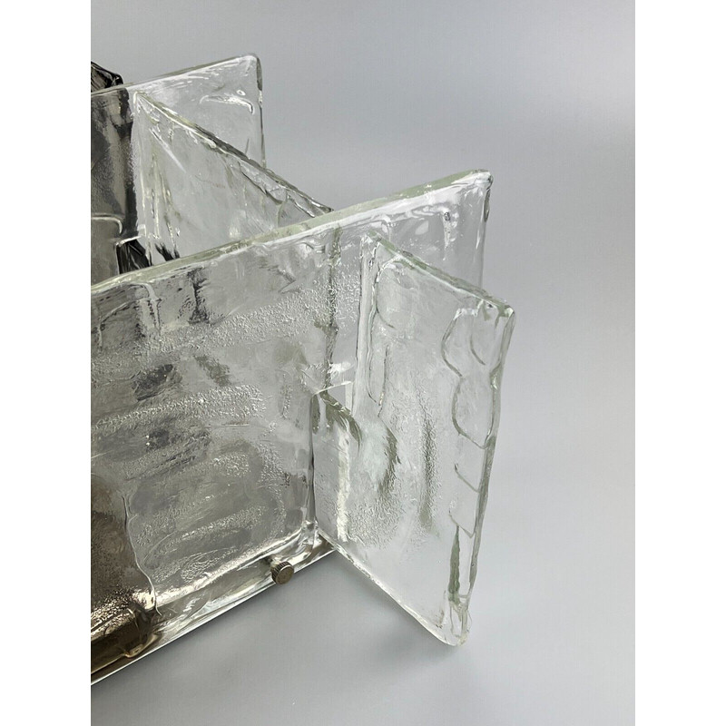 Lámpara de pared vintage de cristal de hielo de Carlo Nason para Mazzega, Italia 1960-1970