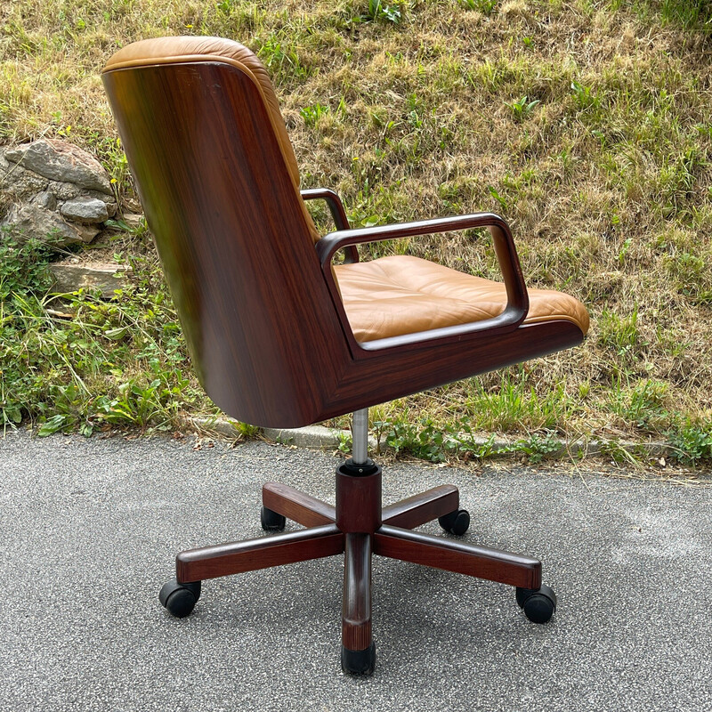 Mid-century swivel brown office armchair by Vaghi, Italy 1970s