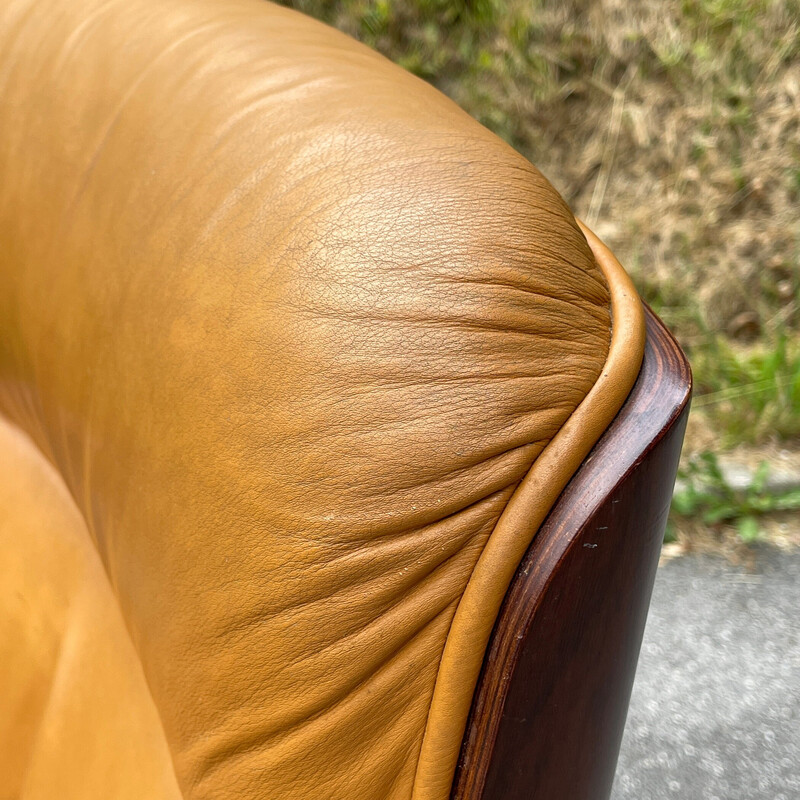 Mid-century swivel brown office armchair by Vaghi, Italy 1970s