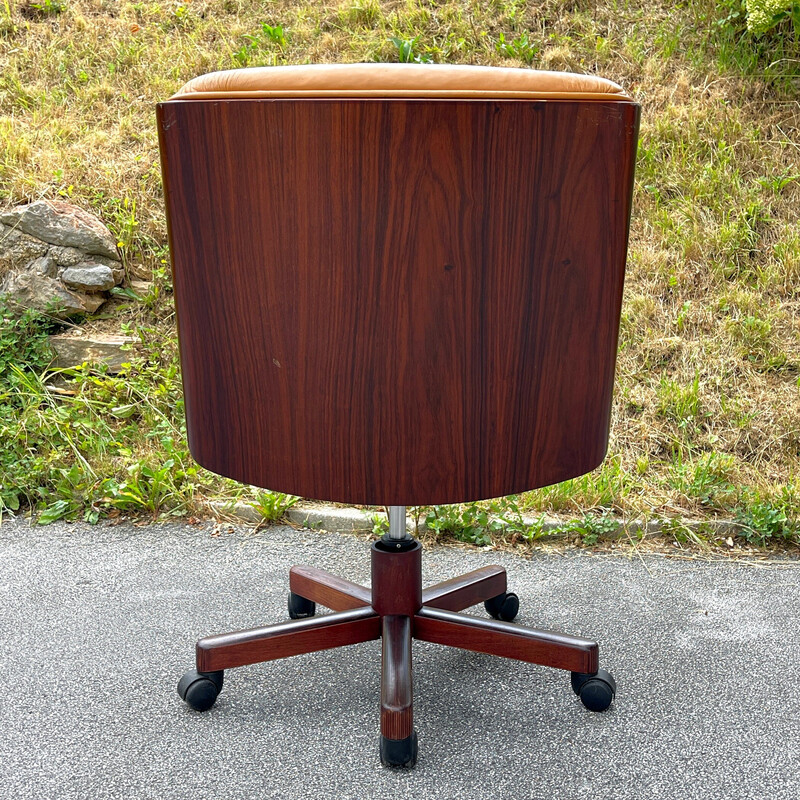 Mid-century swivel brown office armchair by Vaghi, Italy 1970s