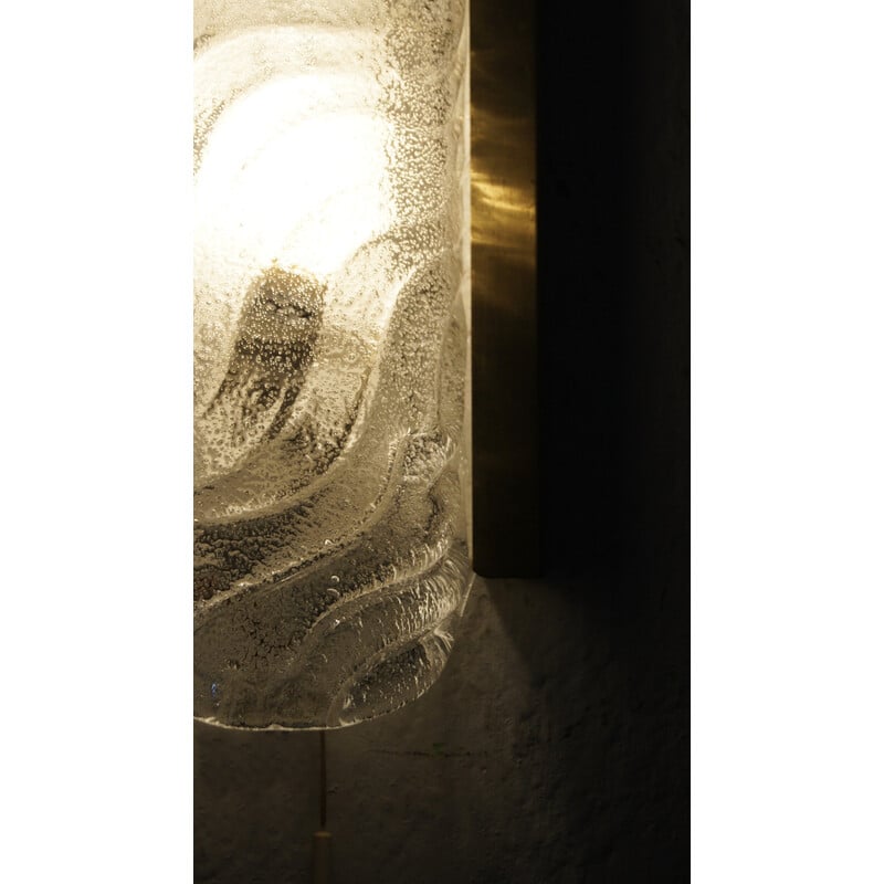 Aplique vintage de cristal transparente de Fischer Leuchten, años 80