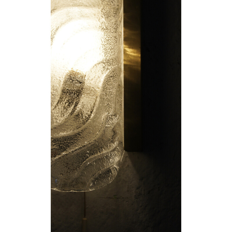 Lampada da parete in vetro trasparente vintage di Fischer Leuchten, anni '80