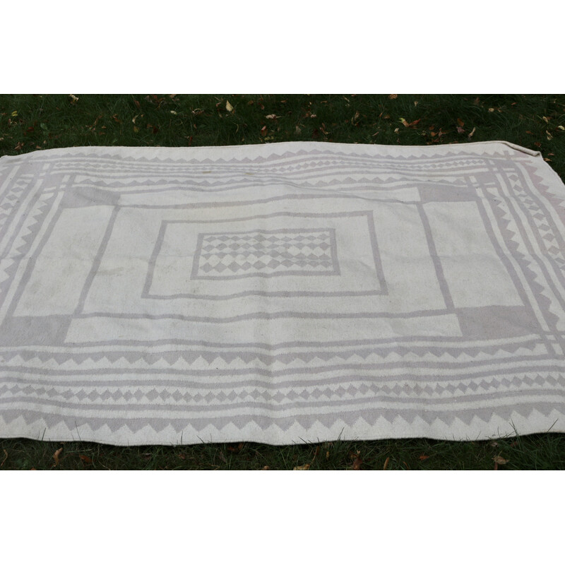 Vintage light colored wool rug, 1970-1980s