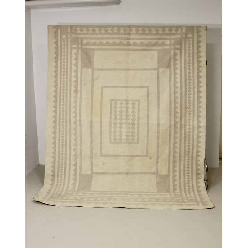 Vintage light colored wool rug, 1970-1980s