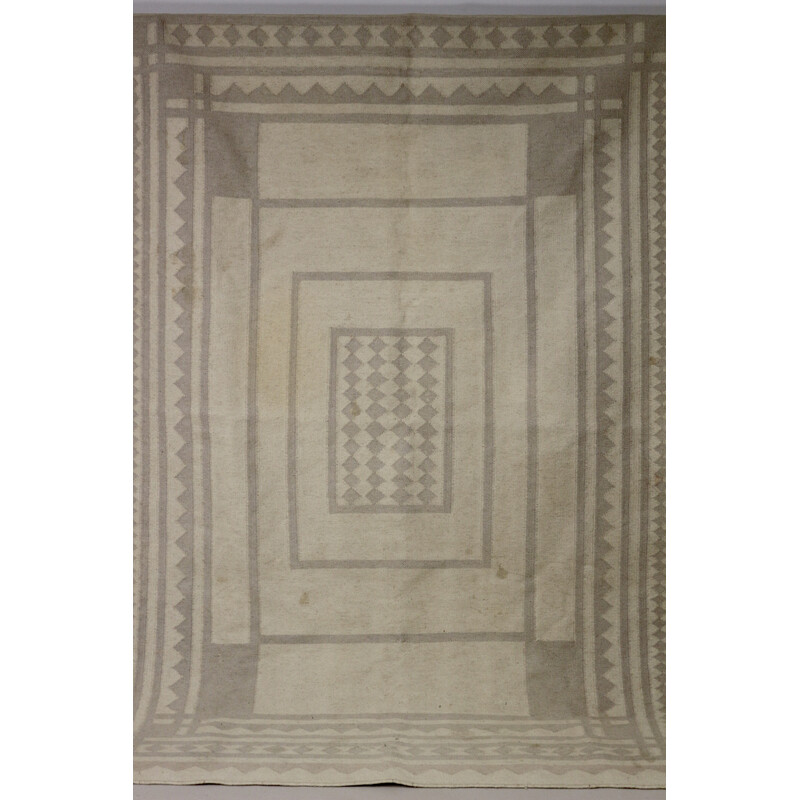 Vintage light colored wool rug, 1970-1980s