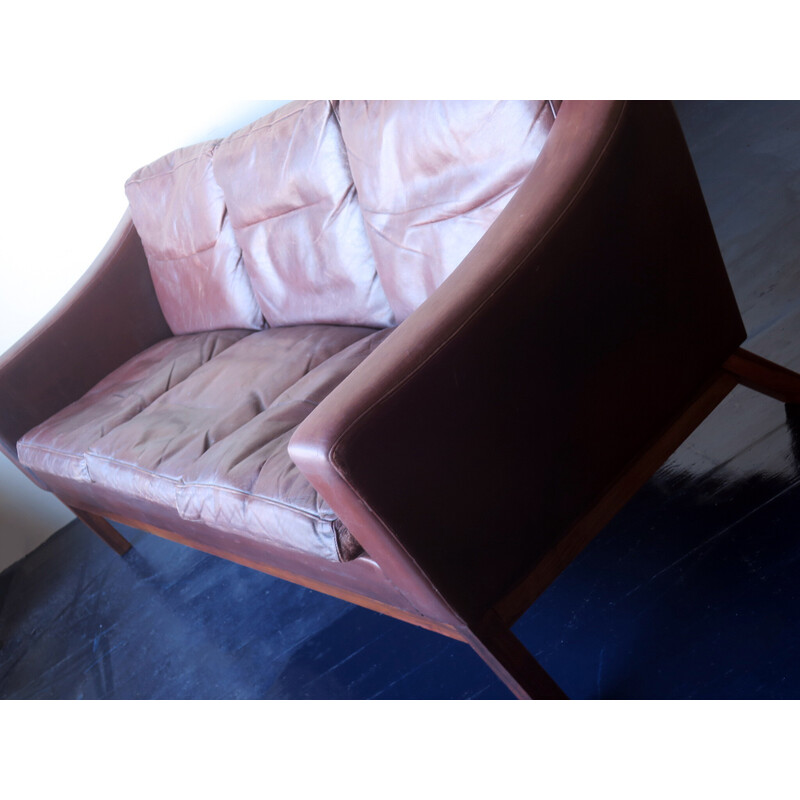 Dänisches Vintage-Sofa aus Leder und Palisander von Poul M. Jessen für Viby J, 1960