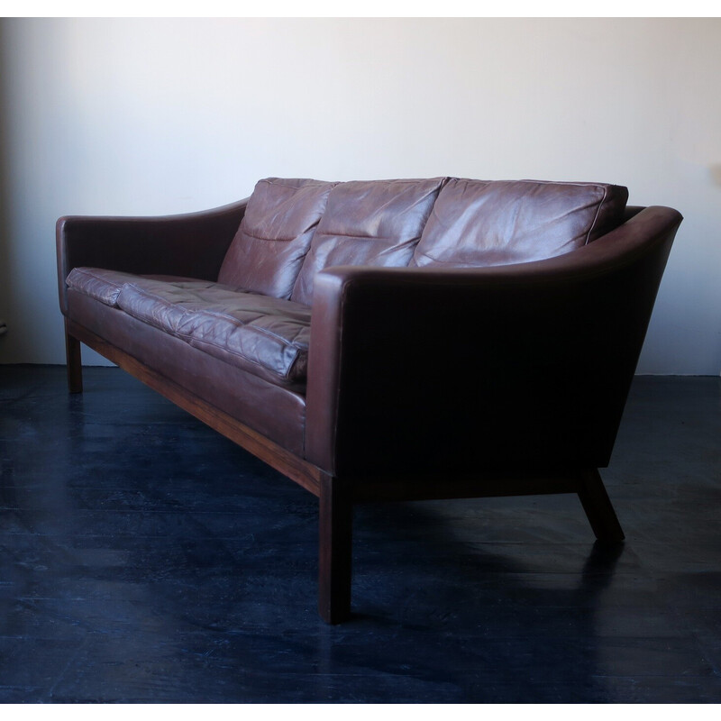 Dänisches Vintage-Sofa aus Leder und Palisander von Poul M. Jessen für Viby J, 1960