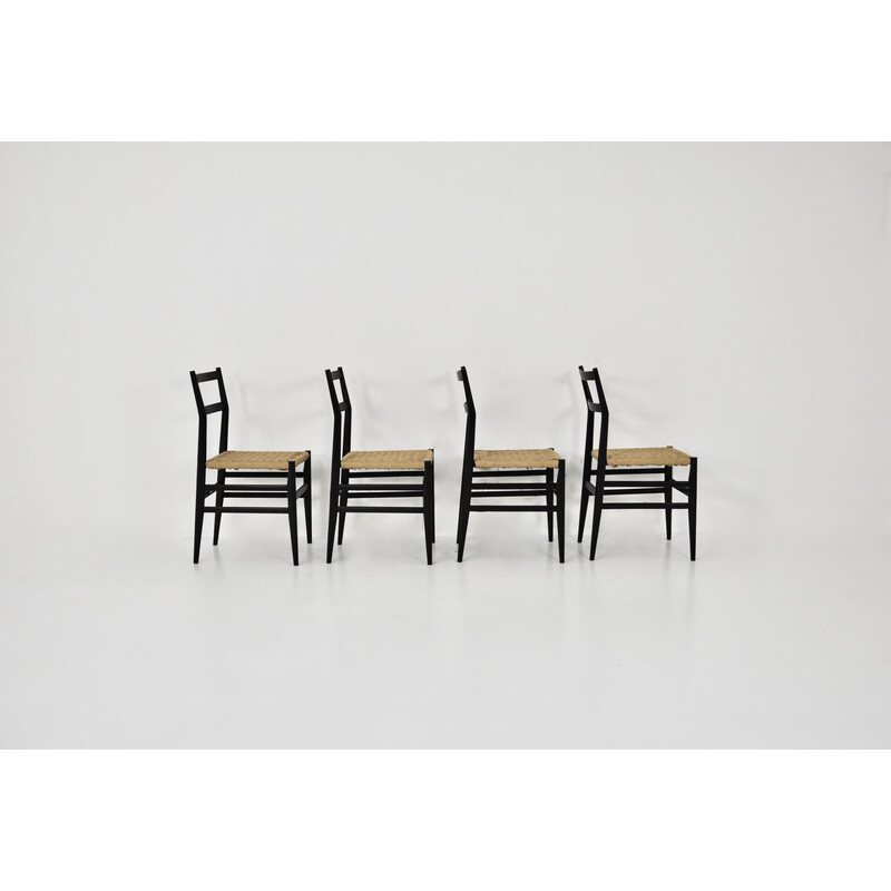 Set of 4 vintage Leggera chairs by Gio Ponti for Cassina, 1960s