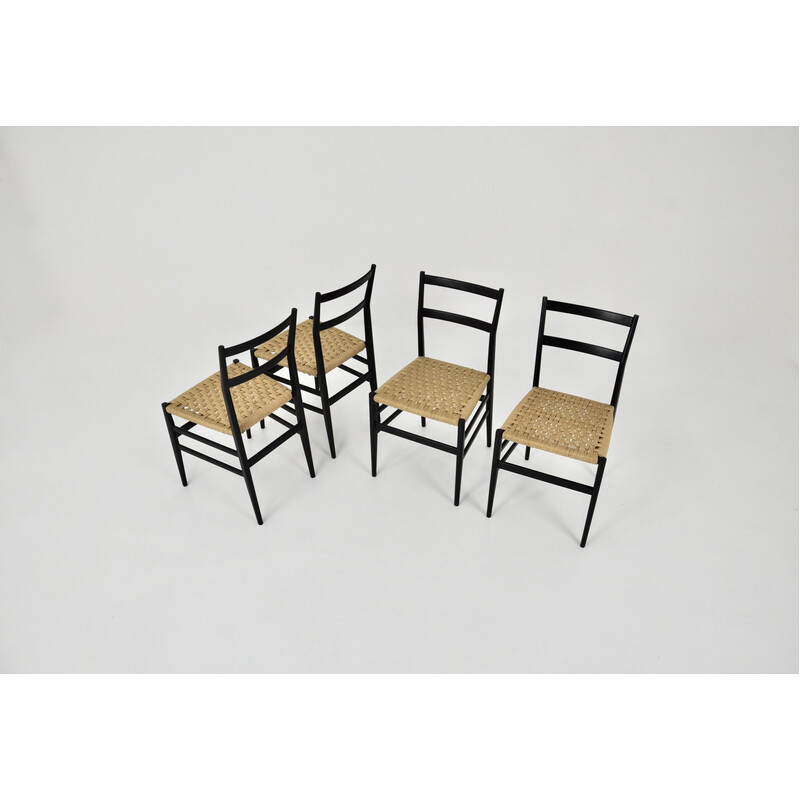 Set of 4 vintage Leggera chairs by Gio Ponti for Cassina, 1960s