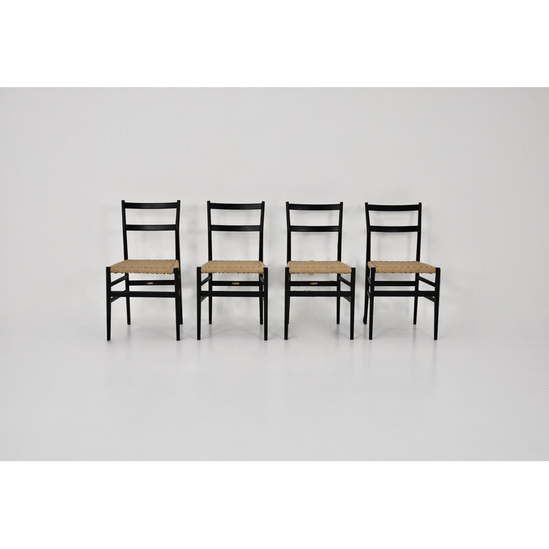 Lot de 4 chaises vintage Leggera par Gio Ponti pour Cassina, 1960