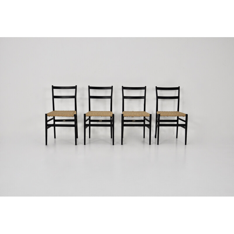 Set of 4 vintage Leggera chairs by Gio Ponti for Cassina, 1960s